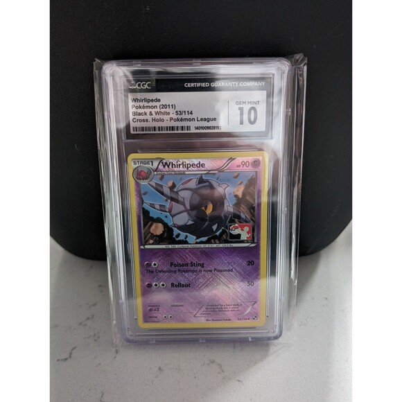 CGC Gem Mint 10 Whirlipede Black & White Cross Holo Pokemon League 53/114 - Picture 1 of 2